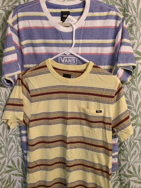 Vans Kids Yellow Stripe Pocket Tee with Red and Navy Accents